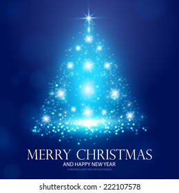 Christmas tree from light. Vector illustration