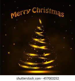 Christmas tree from light. Vector illustration