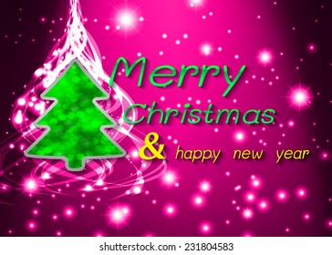Christmas tree from light vector pink background 