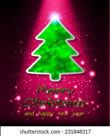 Christmas tree from light vector pink background  