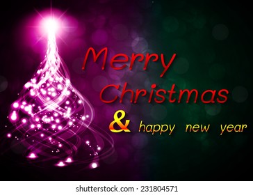 Christmas tree from light vector purple blue background 