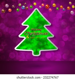 Christmas tree from light vector purple background 