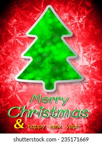Christmas tree from light vector red background 