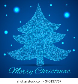 Christmas Tree from Light. Vector Xmas Background.