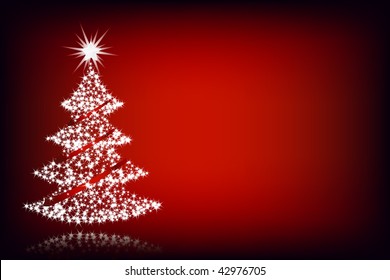 Christmas tree lighting in red background