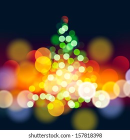 Christmas tree lights background, vector illustration. 