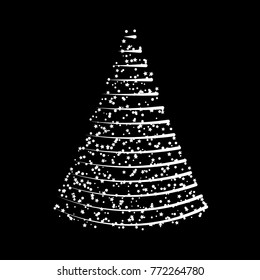 Christmas tree from lights  design isolated on black background
