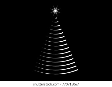 Christmas tree from lights  design isolated on black background