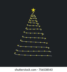 Christmas Tree Lights Garland Vector Illustration Art