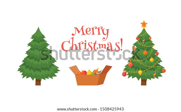 Christmas Tree Lights Presents Fir Tree Stock Vector Royalty Free