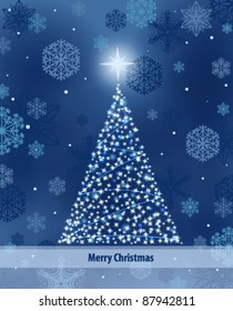 Christmas tree with lights and snowflakes