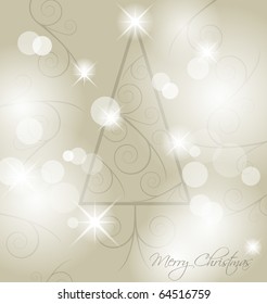 Christmas tree with lights, vector