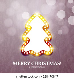 Christmas tree with lights. Vector illustration