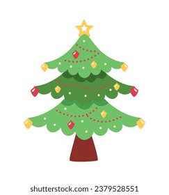 christmas tree with lights vector isolated