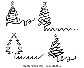 Christmas Tree Line Art Illustration