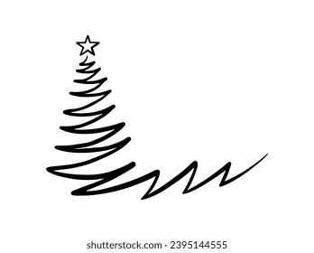 Christmas Tree Line Art Illustration