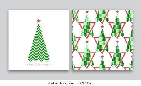 christmas tree in line art and pattern, diferent stile, for postcard, poster, gifts