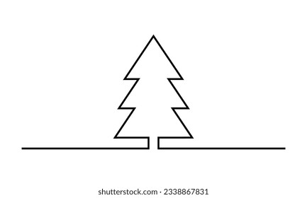 Christmas tree line art shape design element. Vector illustration