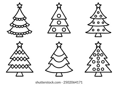 Christmas Tree Line Art Simplistic Elegant Holiday Season Illustration Design