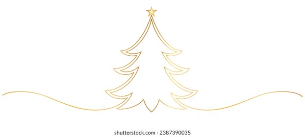 Christmas tree line art style vector illustration