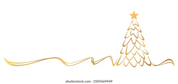 Christmas tree line art style vector