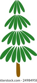 Christmas tree line art symbol. Fir tree line drawing icon. Holiday element, simple shape for winter season card. Vector illustration.