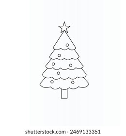 Christmas tree line art vector design