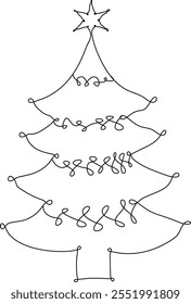 Elementos de Vector de arte de la línea del árbol de Navidad