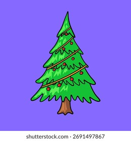 Weihnachtsbaum Linie Kunst Vektorgrafik
