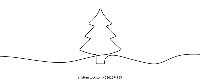 Christmas tree line background  One line drawing background  Continuous line drawing christmas tree icon  Vector illustration 
