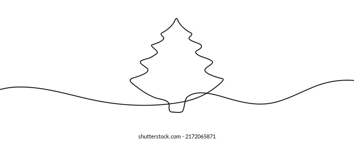 Weihnachtsbaumhintergrund. Ein zeilenträchtiger Hintergrund. Kontinuierliche Zeichnung der Weihnachtsbaumsymbol. Vektorgrafik.