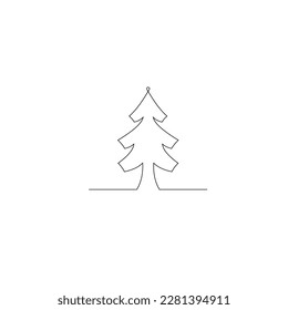 Weihnachtsbaumhintergrund. Ein zeilenträchtiger Hintergrund. Kontinuierliche Zeichnung der Weihnachtsbaumsymbol. Vektorgrafik.
