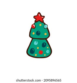 Weihnachtsbaum. Linienzeichnung. Minimalistisches Design. Farbenfroh. Vektor-Weihnachtsbaum.Vektorgrafik 