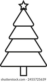 Christmas tree line drawing with star topper