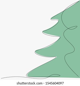 Christmas tree line drawing, vector illustration