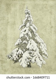 Weihnachtsbaum, Linienzeichnung, Vektorillustration
