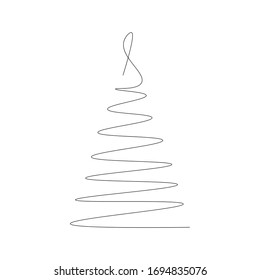 Christmas tree line drawing. Vector illustration