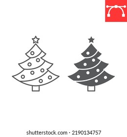 Christmas tree line and glyph icon, new year tree and holiday, fir tree vector icon, vector graphics, editable stroke outline sign, eps 10.