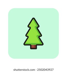 Christmas tree line icon. Coniferous tree, forest, park. Conservation concept. Vector illustration can be used for topics like Christmas