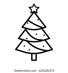 Christmas tree line icon, decorated conifer outline and filled vector sign, linear and full pictogram isolated on white, logo illustration