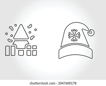 Christmas tree line icon, decorated conifer outline and filled vector sign, linear and full pictogram isolated on white, logo illustration