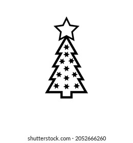 Christmas tree line icon, decorated conifer outline and filled vector sign, linear and full pictogram isolated on white, logo illustration EPS 10