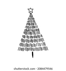 Christmas tree line icon, decorated conifer outline and filled vector sign, linear and full pictogram isolated on white, logo illustration
