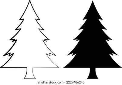 Christmas tree line icon, decorated conifer outline vector sign. Christmas tree icon symbol vector