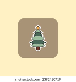 Christmas tree line icon, decorated conifer outline and filled vector sign. logo illustration