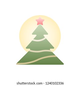 Christmas tree line icon flat design