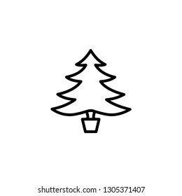 Christmas Tree Line Icon In Flat Style Vector Icon. Black Line Spruce Vector Illustration.
