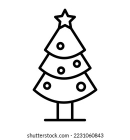 christmas tree line icon isolate on white background