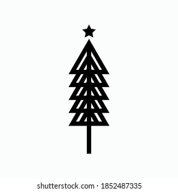 Weihnachtsbaumzeilensymbol einzeln auf weißem Hintergrund, Vektorgrafik, EPS10