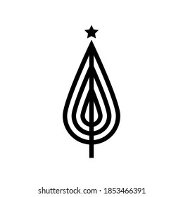 Christmas tree line icon, Isolated on white background, Vector illustration, Base 64*64 pixels, eps 10